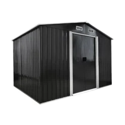 Tuinschuur MANSO - 247 cmx296 cmx170 cm - Antracietgrijs Metaal