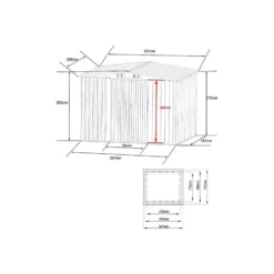 Tuinschuur MANSO - 247 cmx191 cmx170 cm - Antracietgrijs Metaal