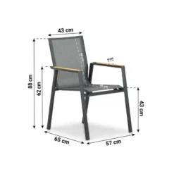 Tuinstoel stapelbaar Aluminium/Textileen /Aluminium/textileen Grijs-antraciet