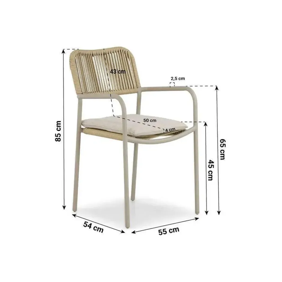 Tuinstoel stapelbaar Aluminium/rope Taupe-naturel-bruin Coco Penya