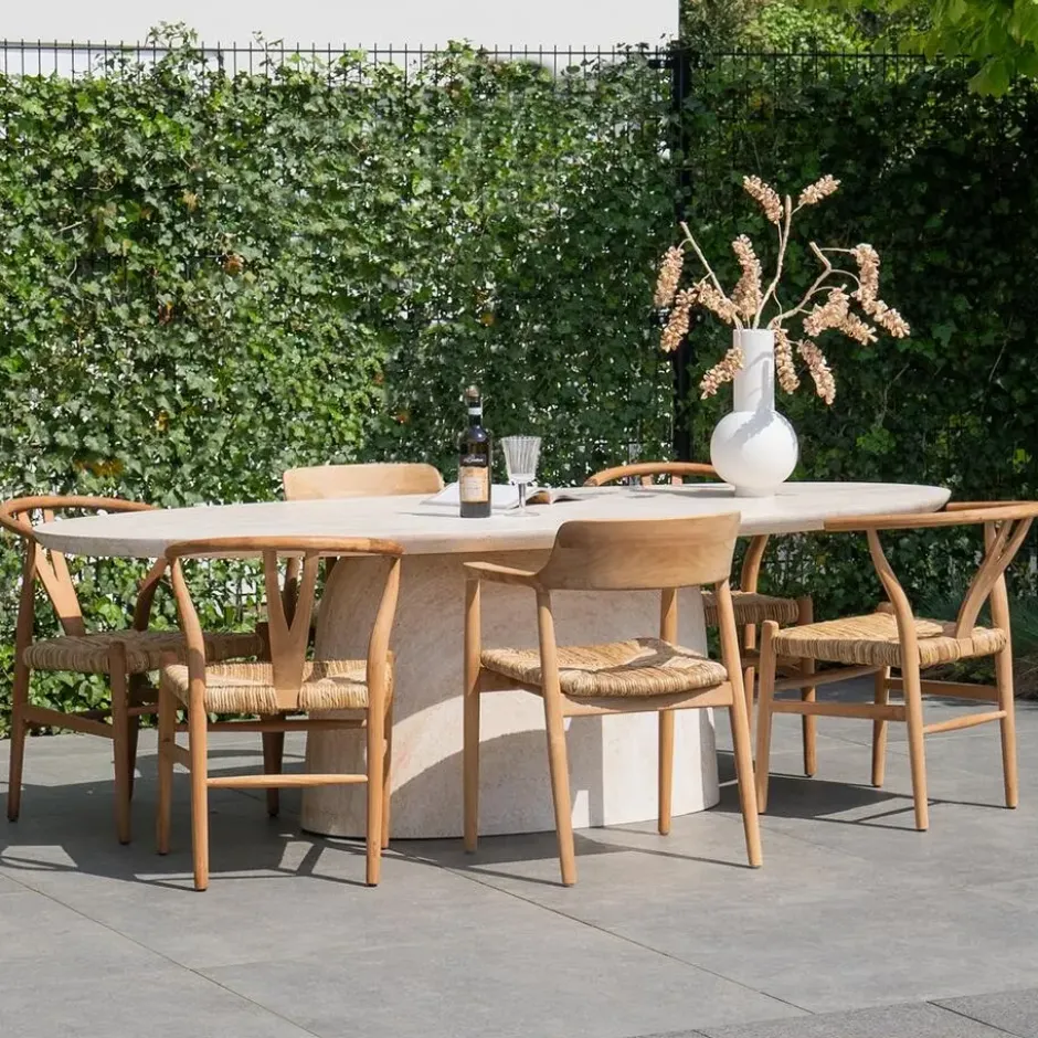 Tuintafel Ovaal - Naturel Travertin - 200x100x74cm - Myrna