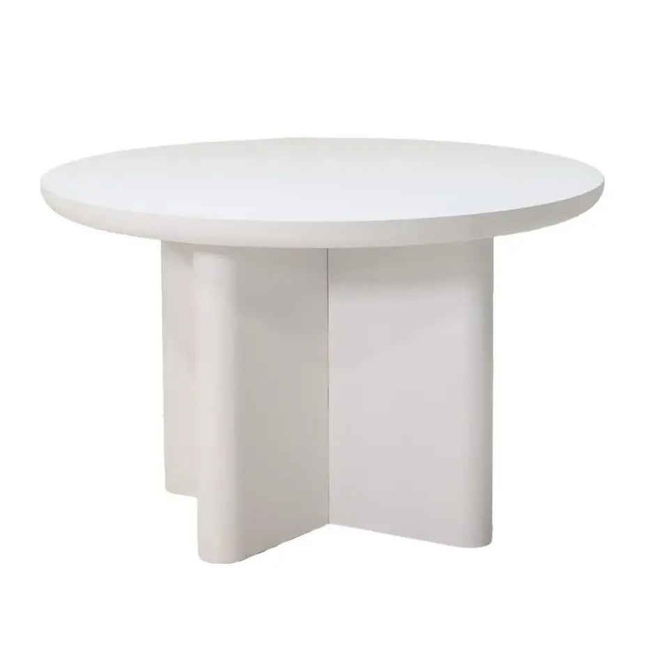 Tuintafel Rond 120cm - Wit betonlook - Acryl Coating - Miso