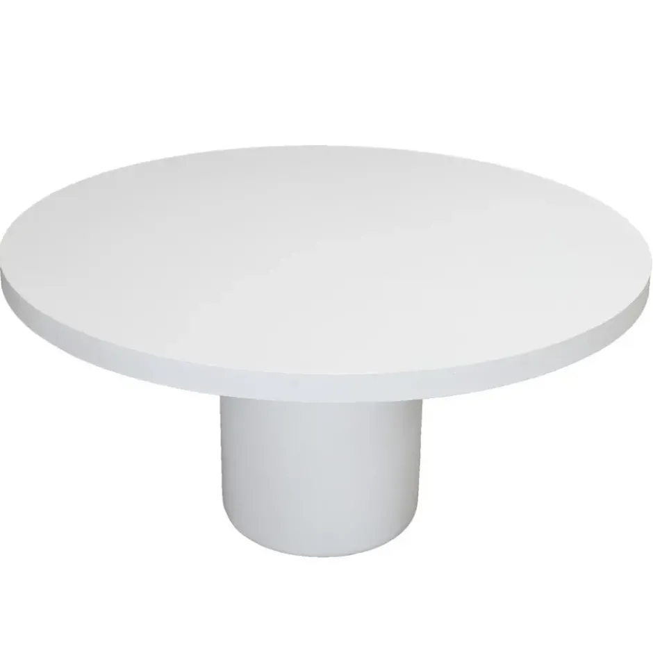 Tuintafel Rond 120cm - Wit Eco Composiet - Betonlook - Eden