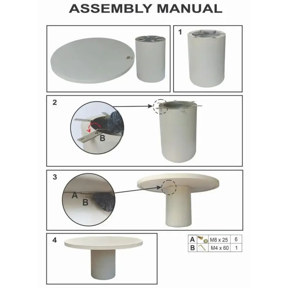 Tuintafel Rond 120cm - Wit Eco Composiet - Betonlook - Eden