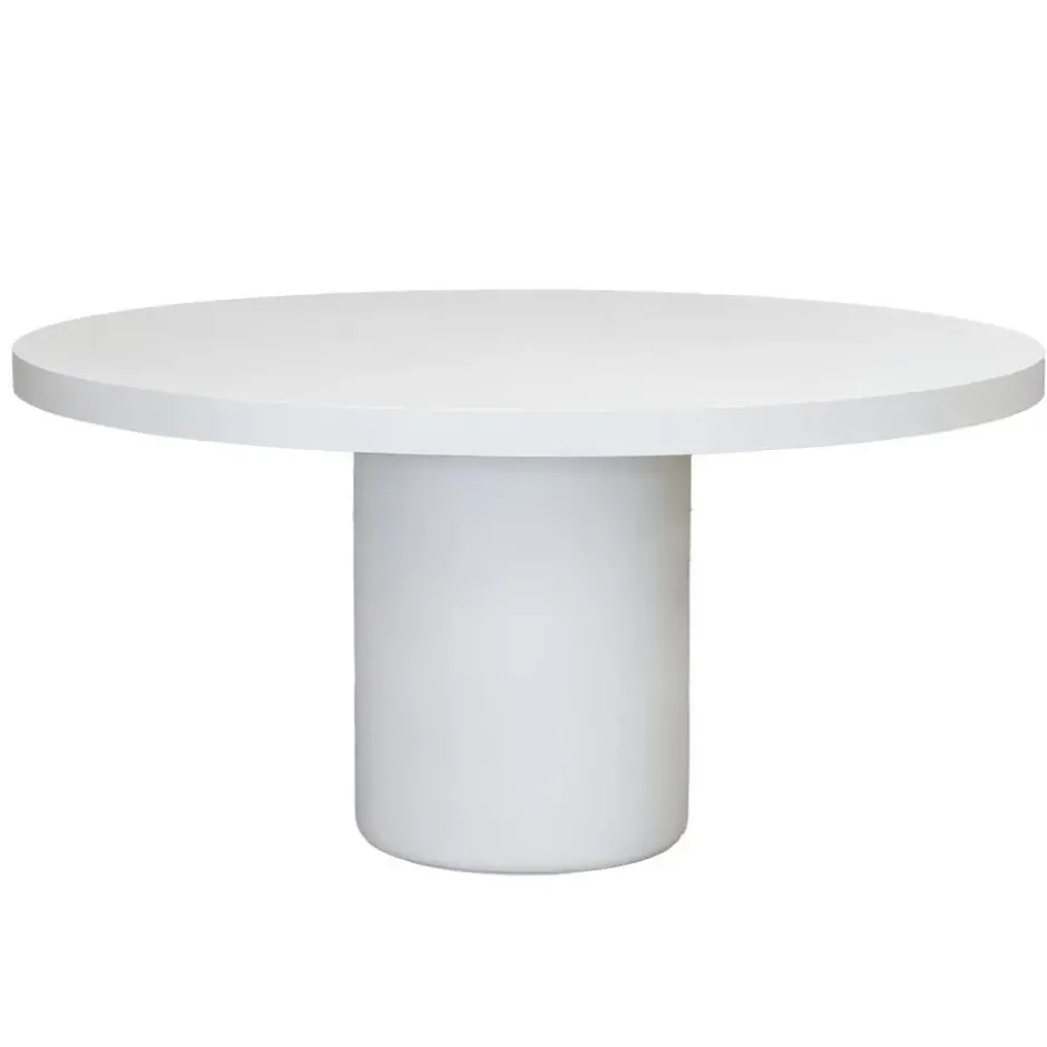 Tuintafel Rond 120cm - Wit Eco Composiet - Betonlook - Eden