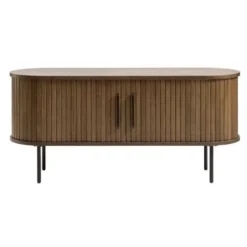 Tv-Meubel Eikenhout Smoked - 40x120x55cm - Schuifdeuren - Nola