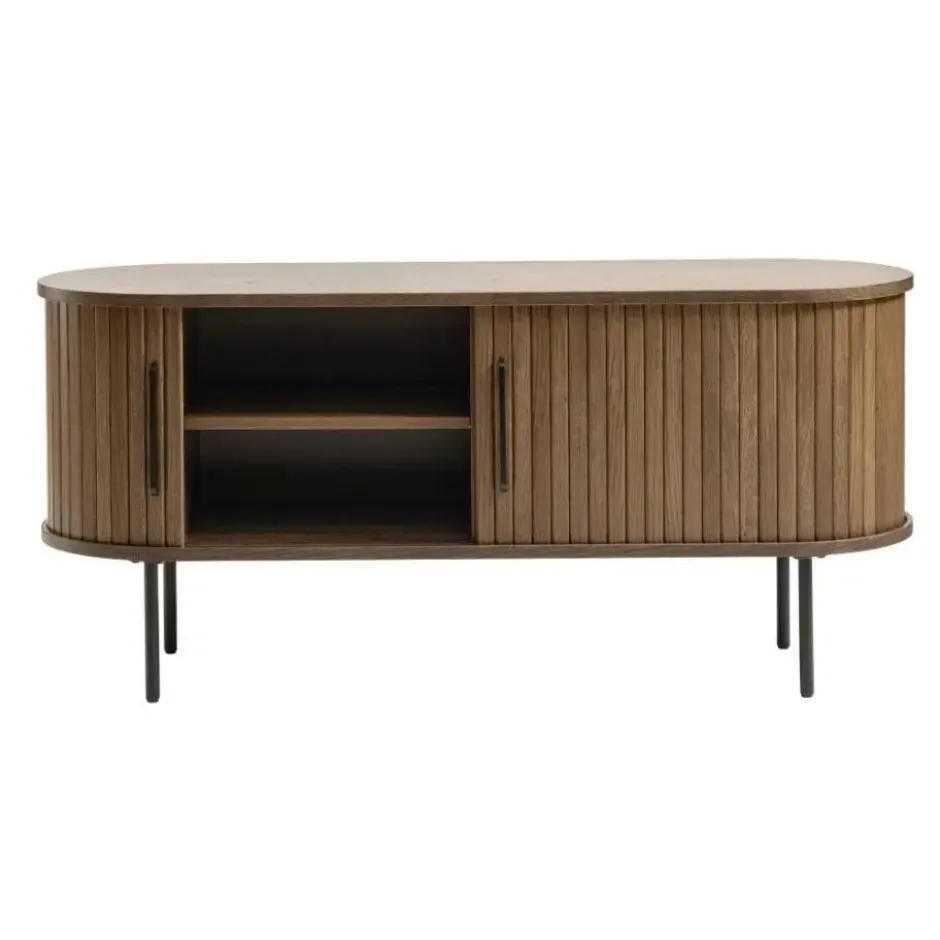 Tv-Meubel Eikenhout Smoked - 40x120x55cm - Schuifdeuren - Nola