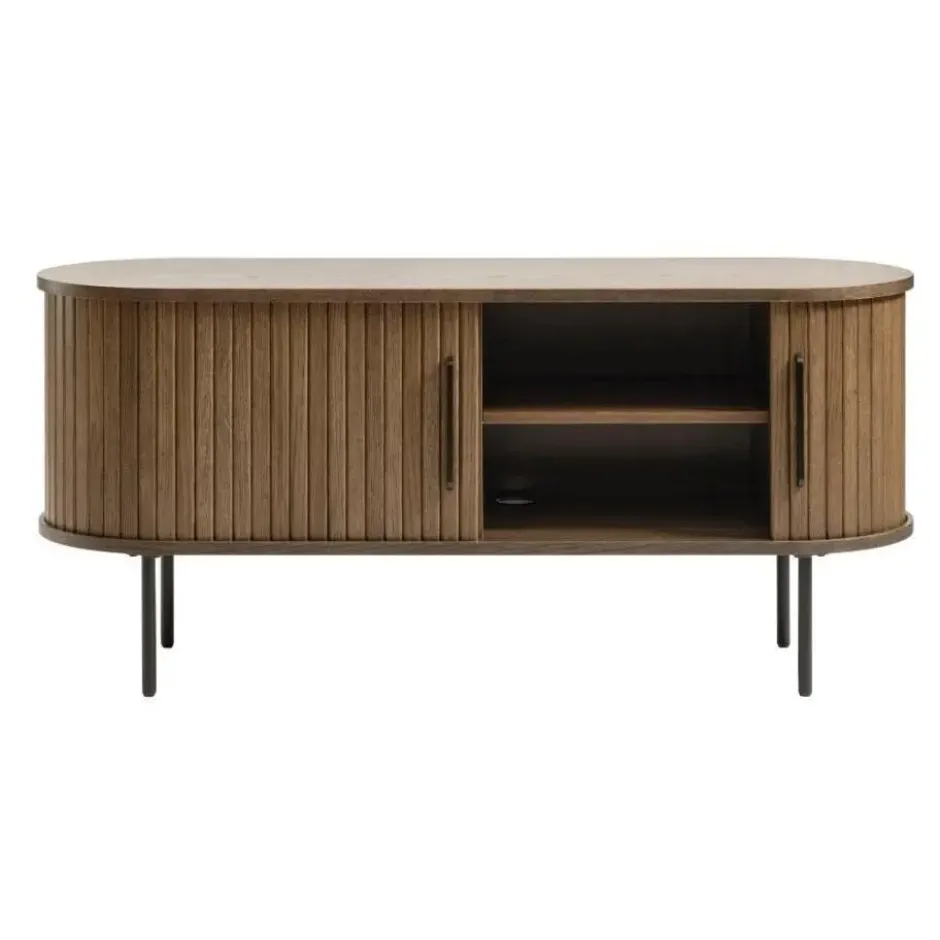 Tv-Meubel Eikenhout Smoked - 40x120x55cm - Schuifdeuren - Nola