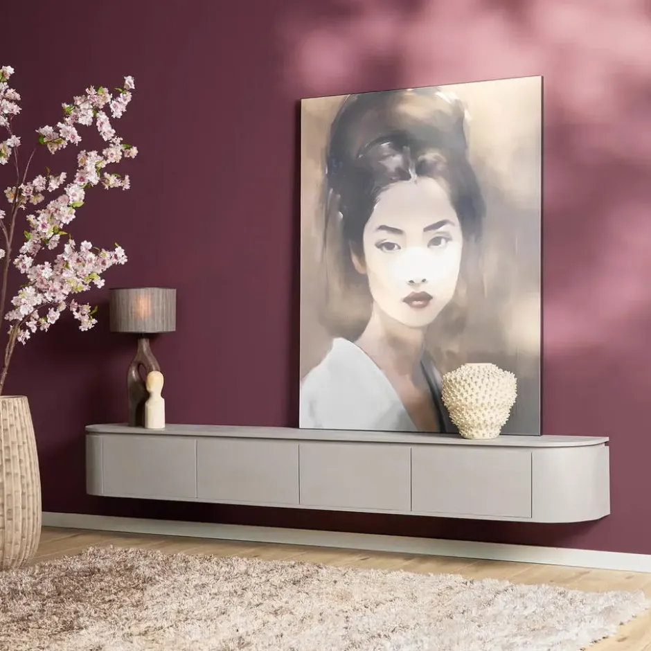 Tv-meubel Taupe Hout - 240x35x30cm - Excellent