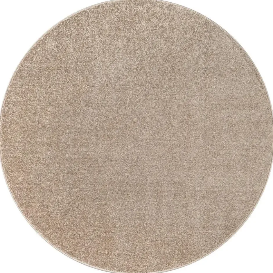 Uni Effen Rond Vloerkleed Laagpolig Beige - 200 CM Ø