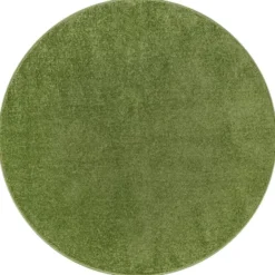 Uni Effen Rond Vloerkleed Laagpolig Groen - 120 CM Ø