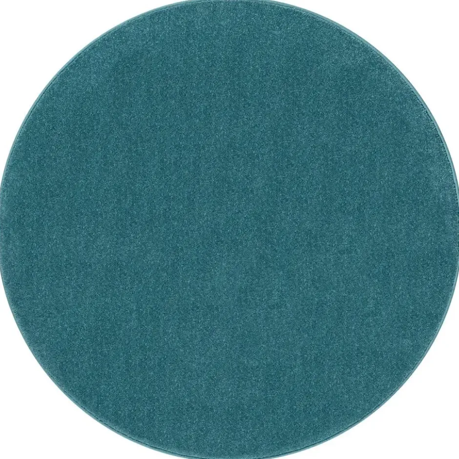 Uni Effen Rond Vloerkleed Laagpolig Blauw - 120 CM Ø