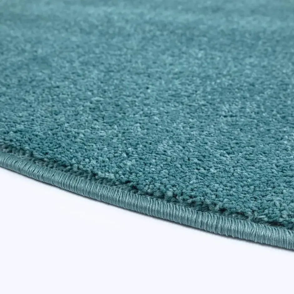 Uni Effen Rond Vloerkleed Laagpolig Blauw - 120 CM Ø