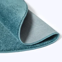 Uni Effen Rond Vloerkleed Laagpolig Blauw - 120 CM Ø