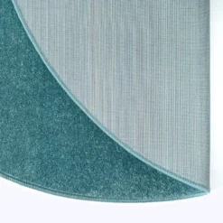 Uni Effen Rond Vloerkleed Laagpolig Blauw - 120 CM Ø