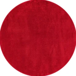 Uni Effen Rond Vloerkleed Laagpolig Rood - 120 CM Ø