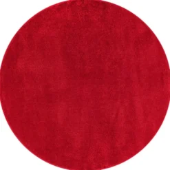 Uni Effen Rond Vloerkleed Laagpolig Rood - 150 CM Ø