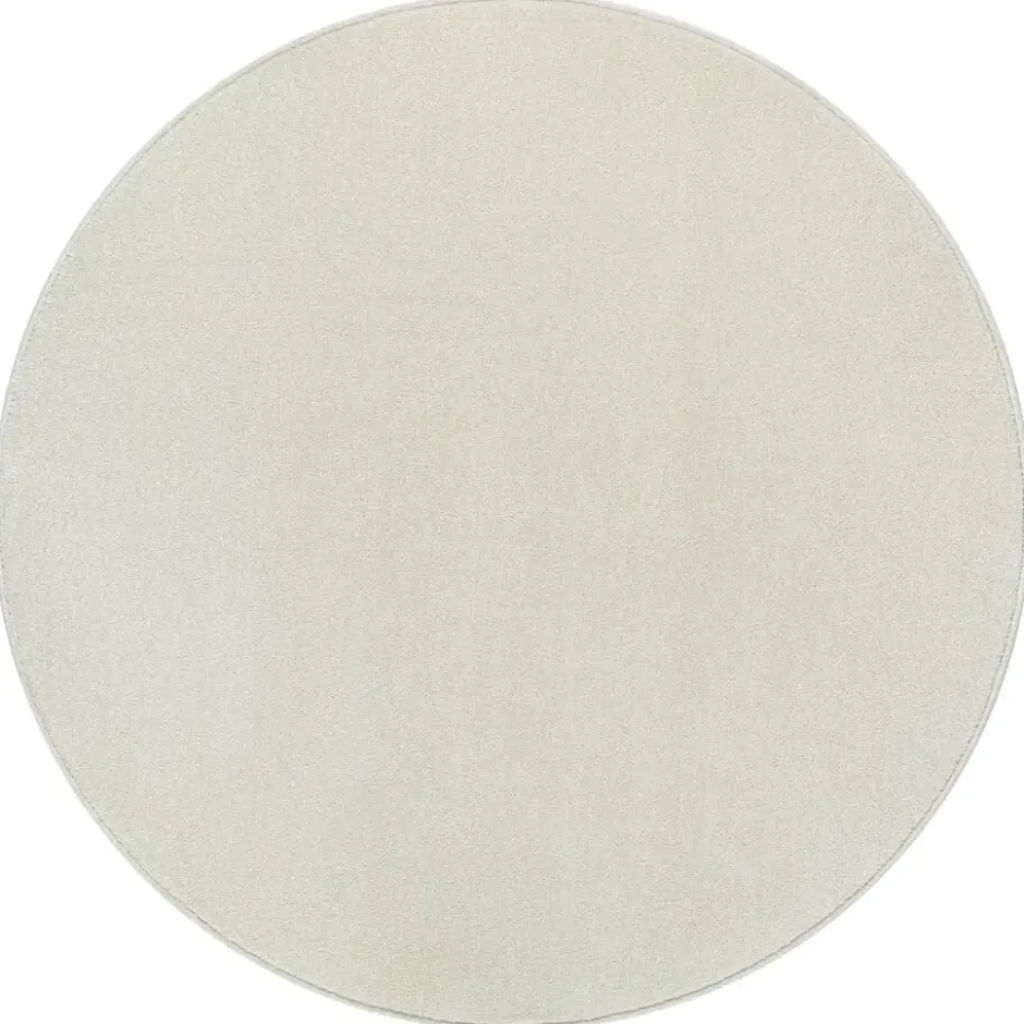 Uni Effen Rond Vloerkleed Laagpolig Creme - 120 CM Ø