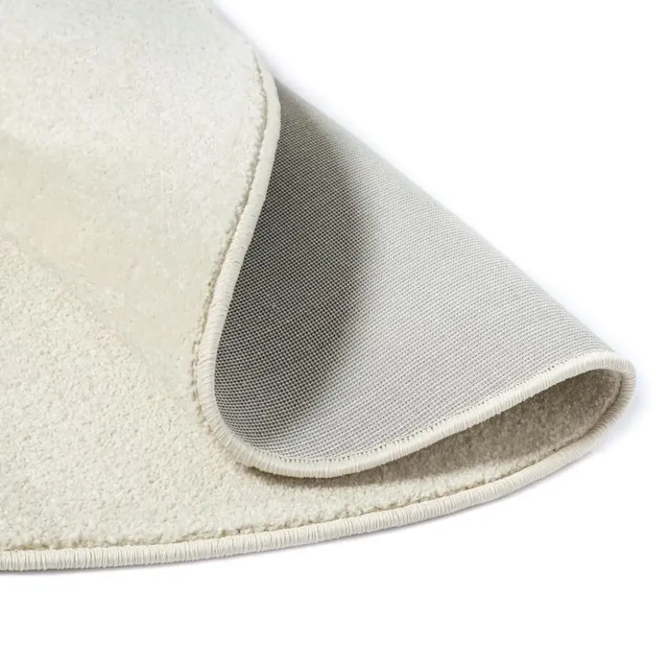 Uni Effen Rond Vloerkleed Laagpolig Creme - 150 CM Ø