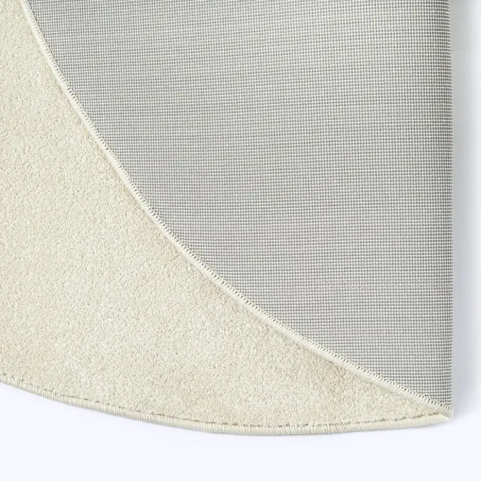 Uni Effen Rond Vloerkleed Laagpolig Creme - 150 CM Ø