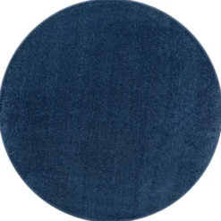 Uni Effen Rond Vloerkleed Laagpolig Navy Blauw - 150 CM Ø