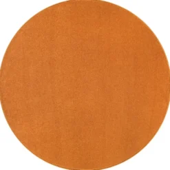 Uni Effen Rond Vloerkleed Laagpolig Oranje - 200 CM Ø
