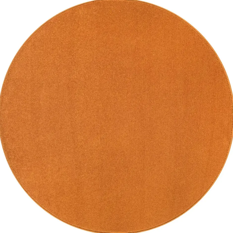 Uni Effen Rond Vloerkleed Laagpolig Oranje - 200 CM Ø