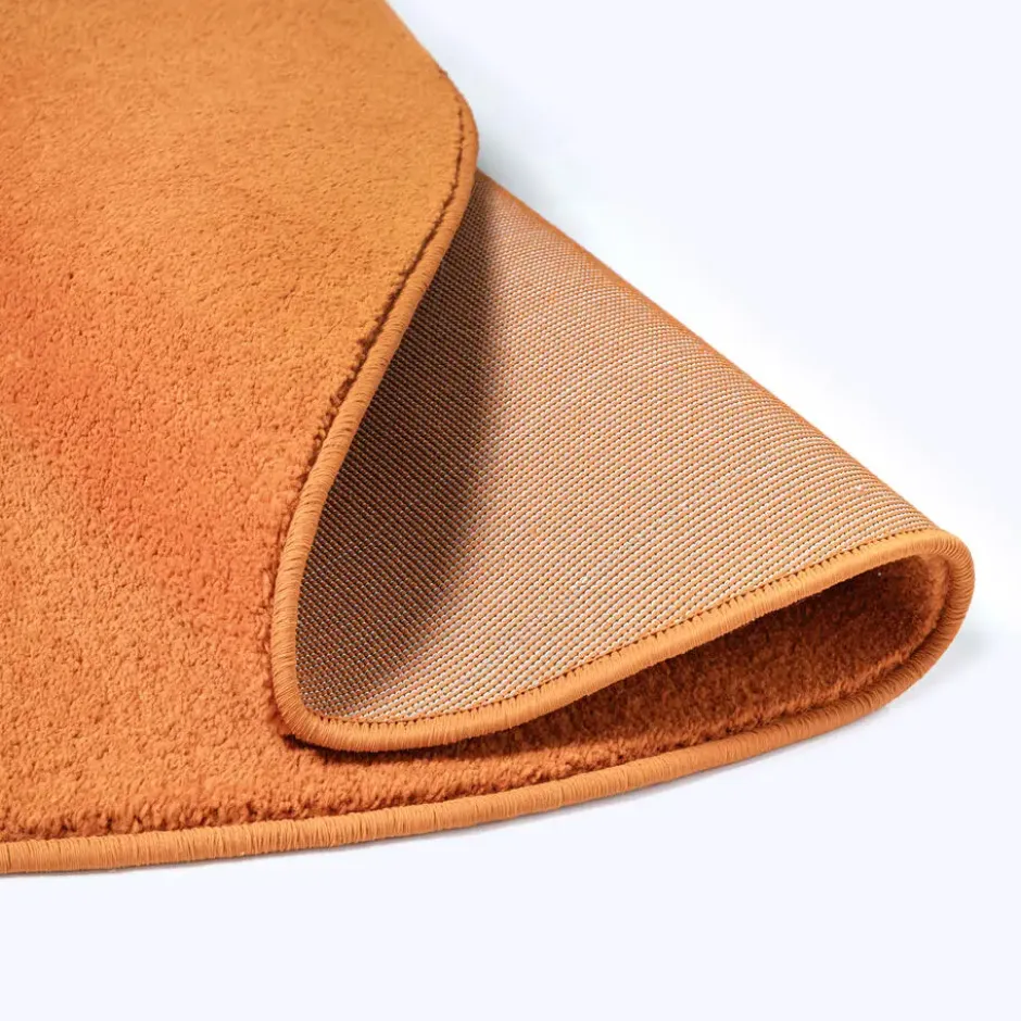 Uni Effen Rond Vloerkleed Laagpolig Oranje - 200 CM Ø