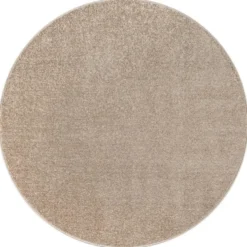 Uni Effen Rond Vloerkleed Laagpolig Beige - 120 CM Ø
