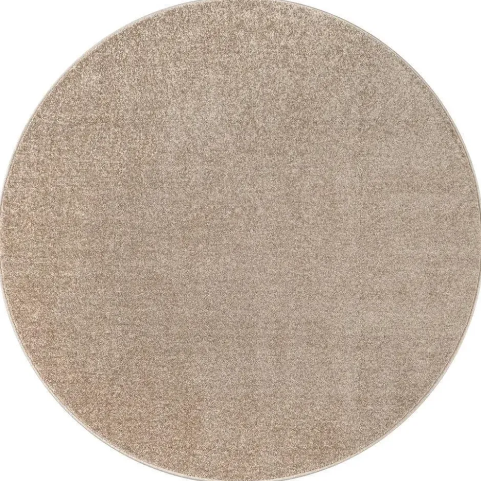 Uni Effen Rond Vloerkleed Laagpolig Beige - 120 CM Ø