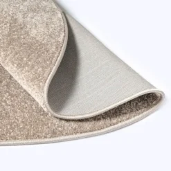 Uni Effen Rond Vloerkleed Laagpolig Beige - 120 CM Ø