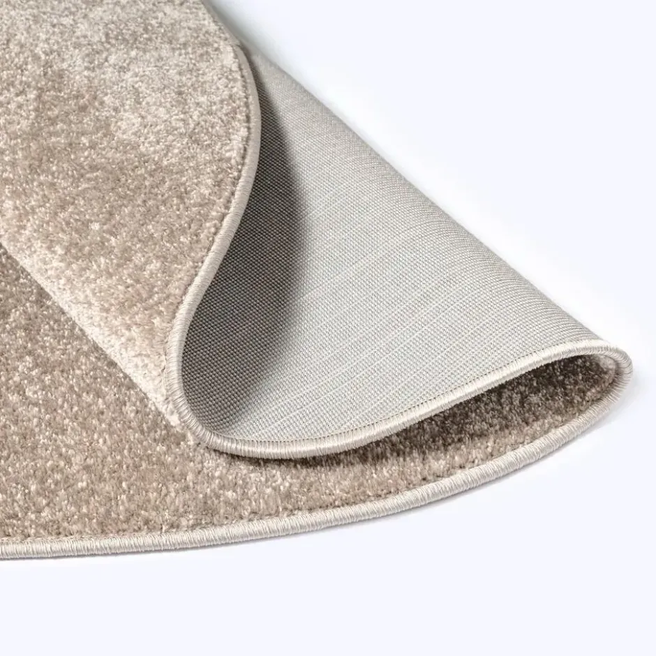 Uni Effen Rond Vloerkleed Laagpolig Beige - 120 CM Ø