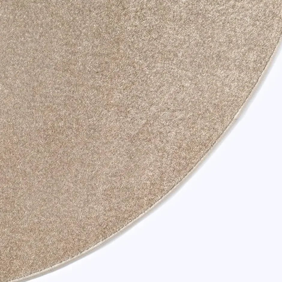 Uni Effen Rond Vloerkleed Laagpolig Beige - 120 CM Ø