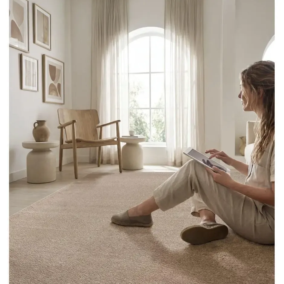 Uni Effen Vloerkleed Laagpolig Beige - 200x290 CM