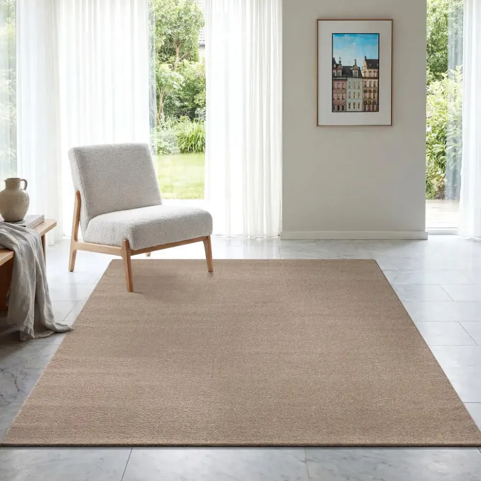 Uni Effen Vloerkleed Laagpolig Beige - 200x290 CM