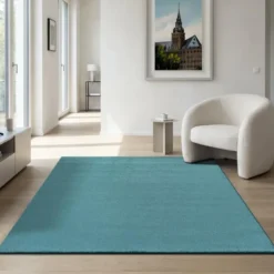 Uni Effen Vloerkleed Laagpolig Blauw - 160x230 CM