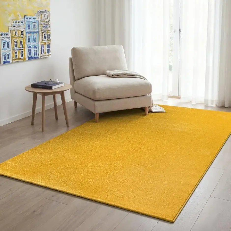 Uni Effen Vloerkleed Laagpolig Geel - 160x230 CM
