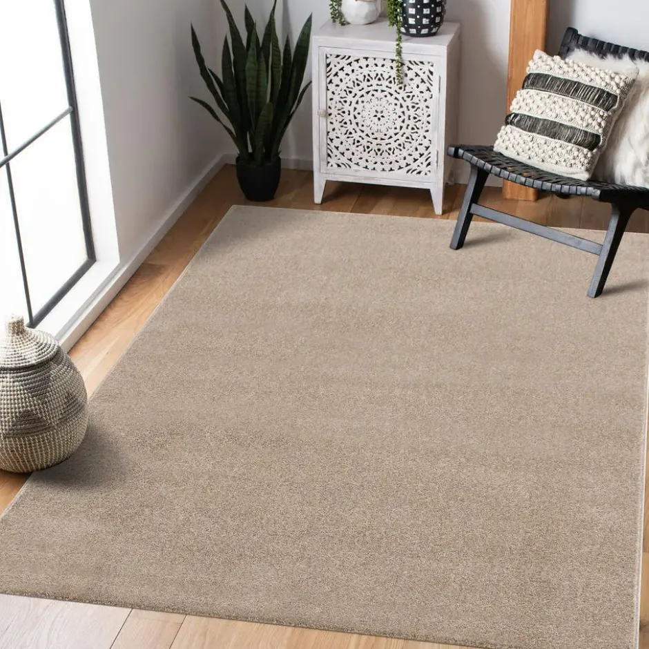 Uni Effen Vloerkleed Laagpolig Beige - 160x230 CM