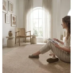 Uni Effen Vloerkleed Laagpolig Beige - 160x230 CM