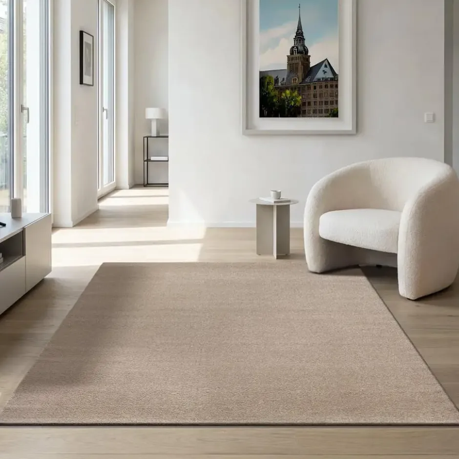 Uni Effen Vloerkleed Laagpolig Beige - 160x230 CM