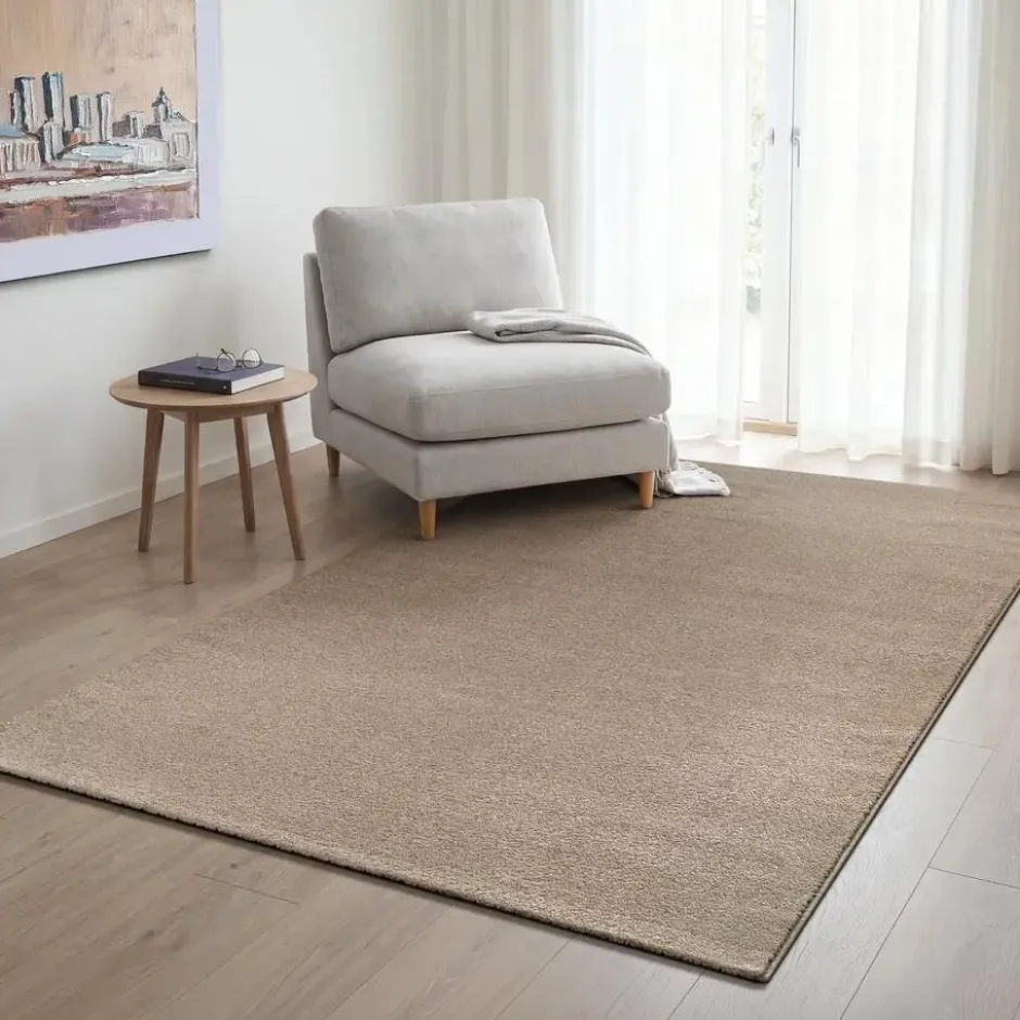 Uni Effen Vloerkleed Laagpolig Beige - 160x230 CM