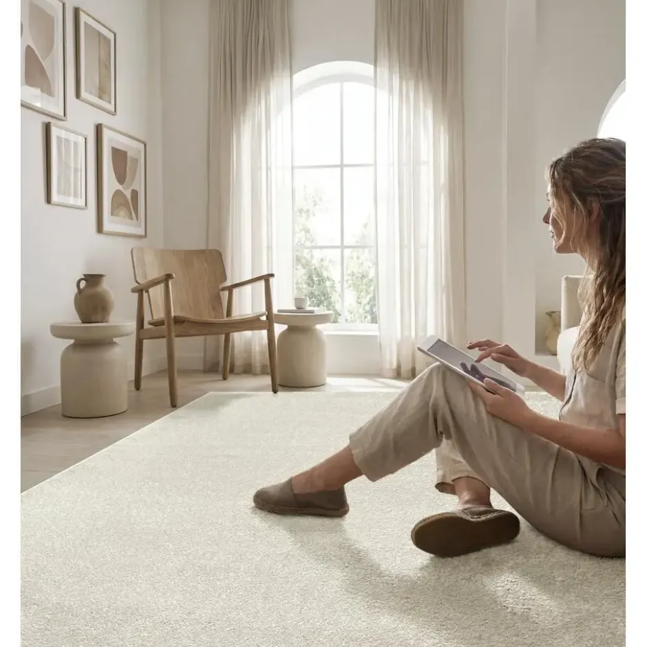 Uni Effen Vloerkleed Laagpolig Creme - 160x230 CM