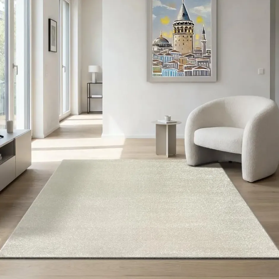 Uni Effen Vloerkleed Laagpolig Creme - 160x230 CM