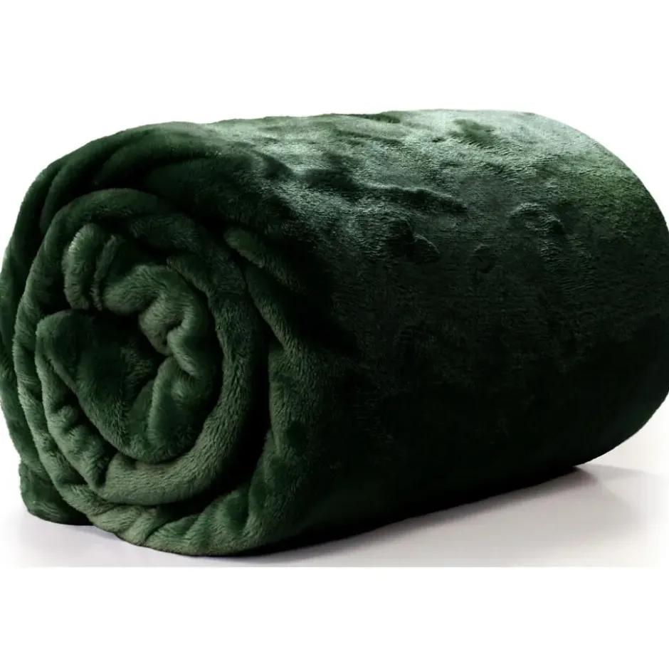 Unique Living Plaid-deken - fleece - smaragd groen - 130 x 180 cm