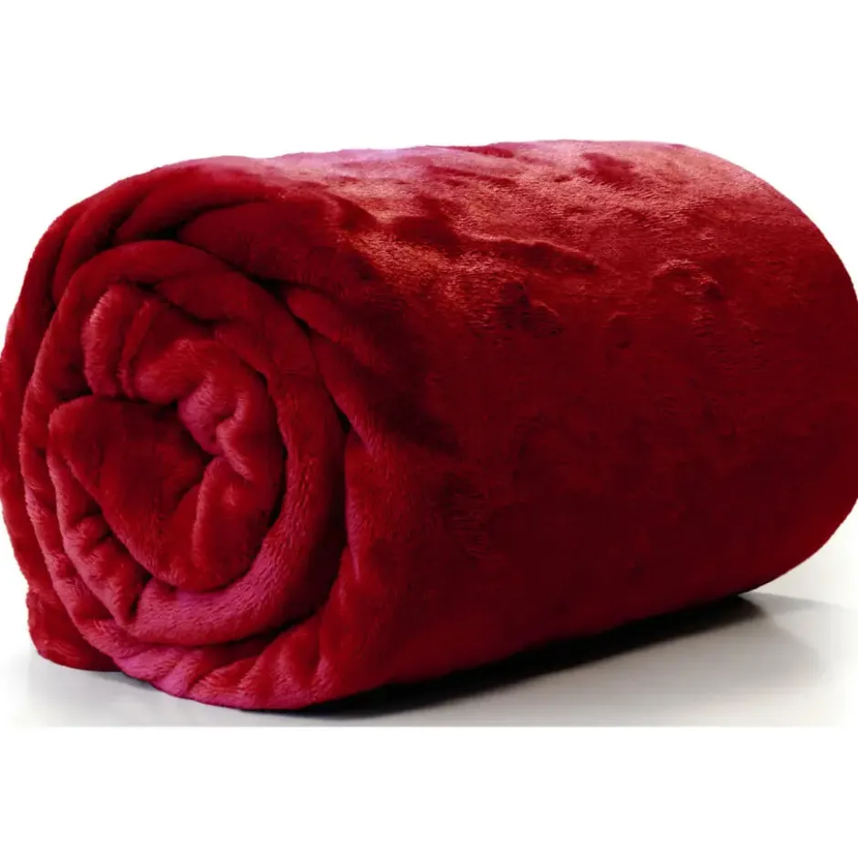 Unique Living Plaid/deken - fleece - fluweel rood - 130 x 180 cm