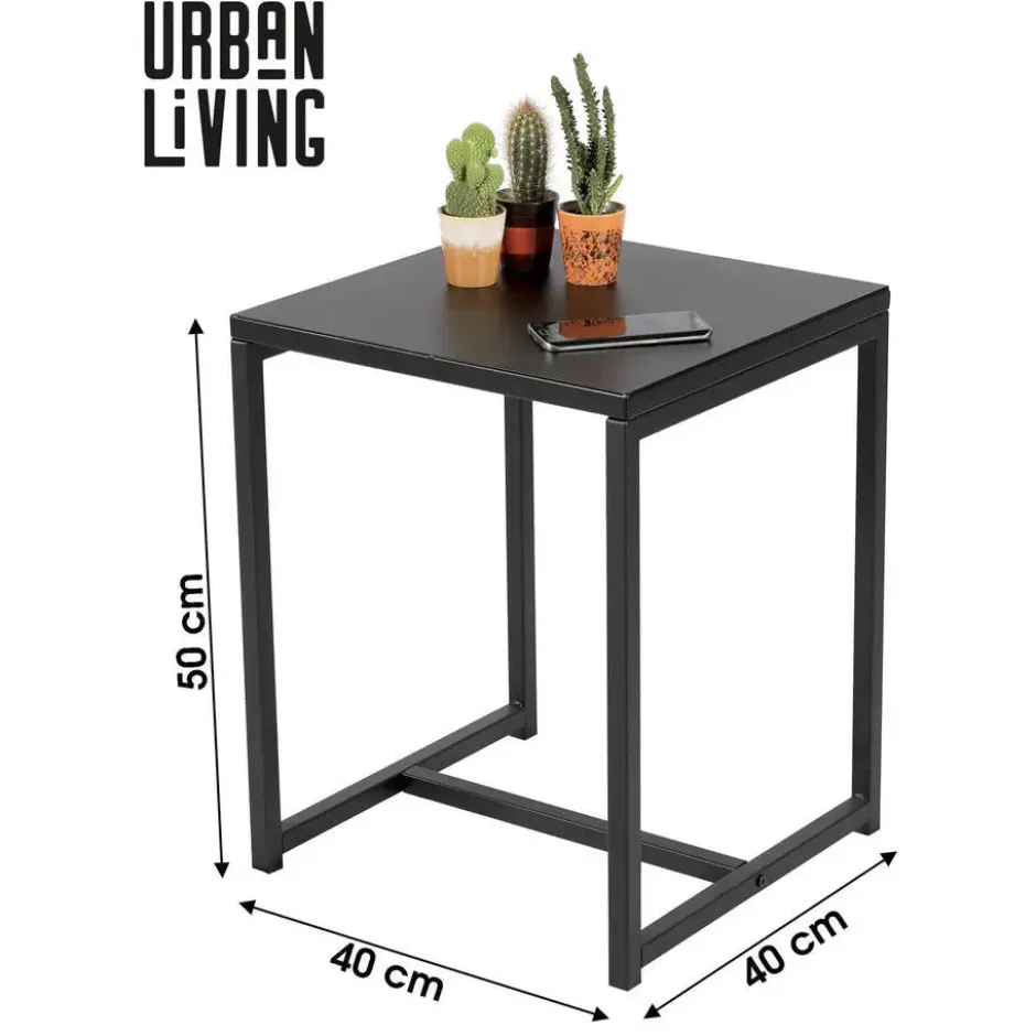 Urban Living Bijzettafel/salontafel - zwart - 40 x 40 x 50 cm