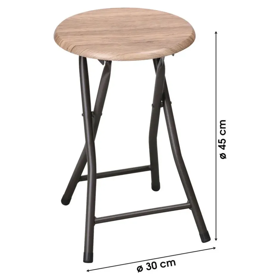 Urban Living krukje - metaal/hout - D30 x H45 cm - opvouwbaar
