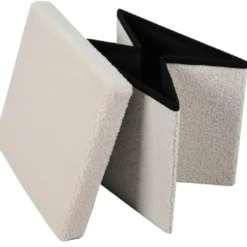 Urban Living poef/hocker/opbergbox - creme wit - mdf - 38 x 38 cm