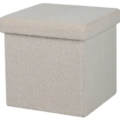 Urban Living poef/hocker/opbergbox - creme wit - mdf - 38 x 38 cm