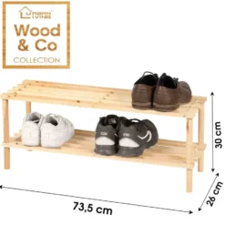 Urban Living Schoenenrek - hout - 2-laags - 74 x 26 x 20 cm